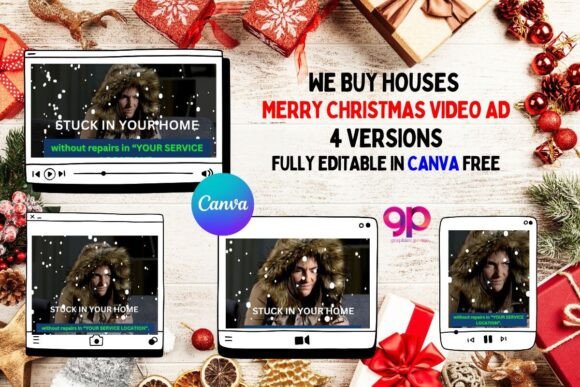 4 We Buy Houses Video Canva Templates: Holiday Marketing