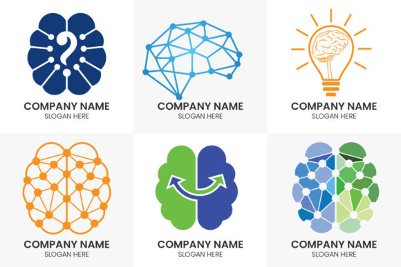 Colorful Vector Template Brain Logo Set: A Creative Toolkit