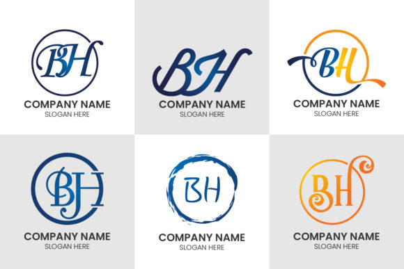 Crafting a Bold Brand Identity with the Initial Letter B H Logo Set