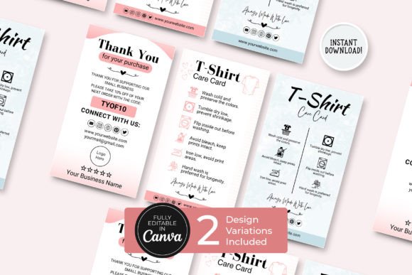 Elevate Your Brand: The Editable T-Shirt Care Card Canva Template