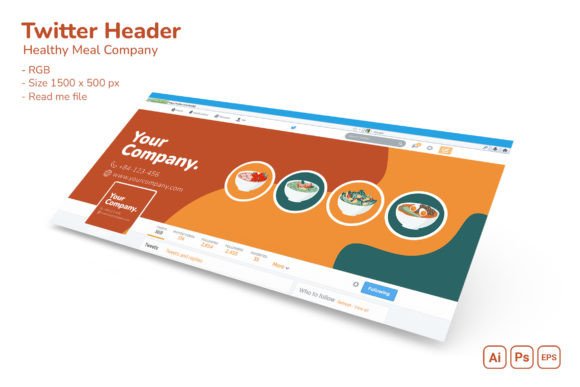 Healthy Meal Company Twitter Header: A Modern Branding Template