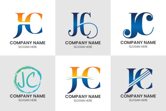 Initial Letter J C Logo Set: Modern Typography for Branding